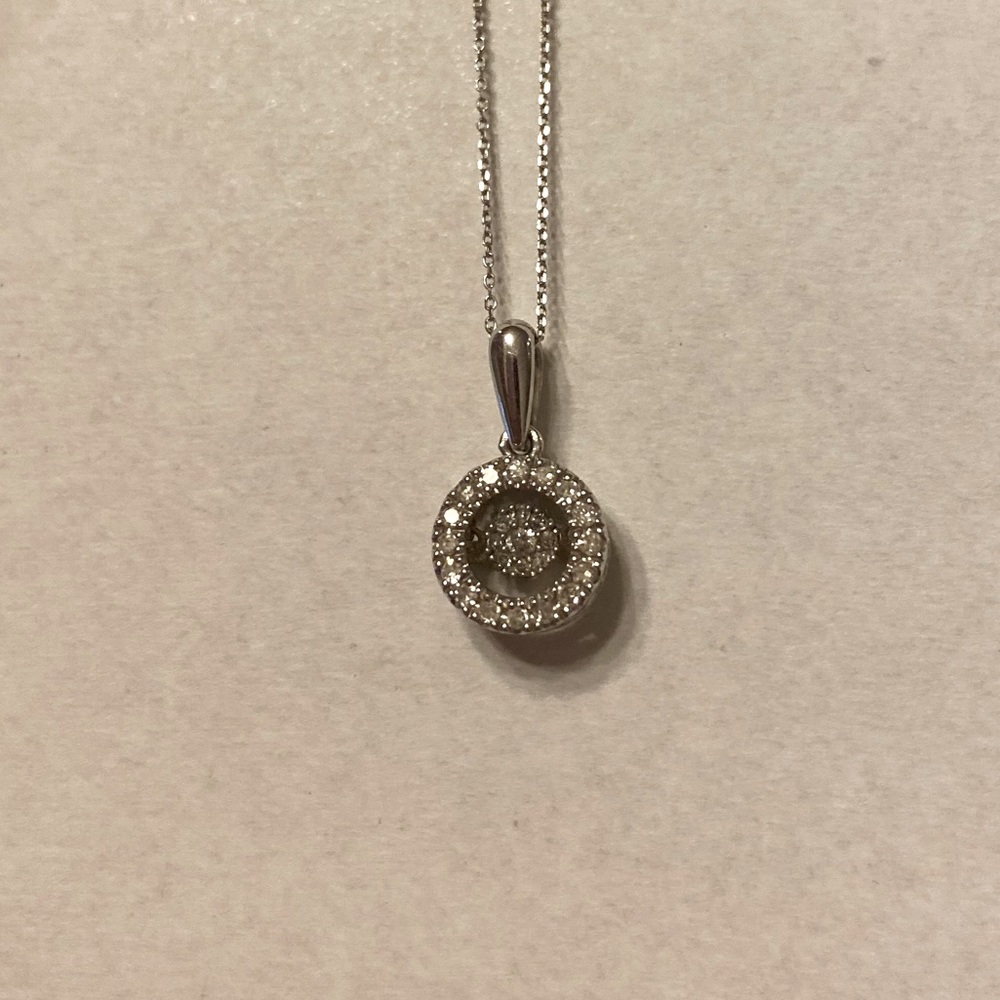 Halo Floating Diamond Necklace Sterling Silver